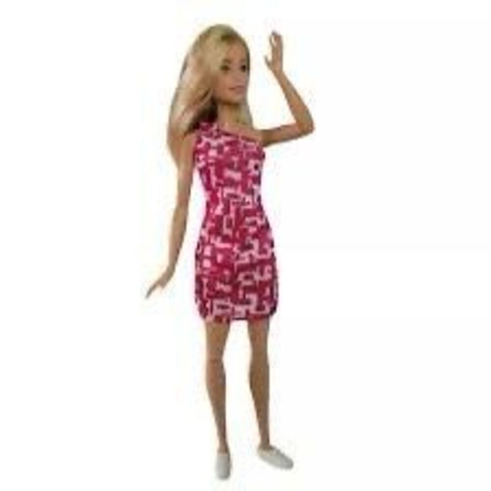 2015 Mattel Blonde Barbie Doll Fashionista Pink Dress Outfit Blonde Hair